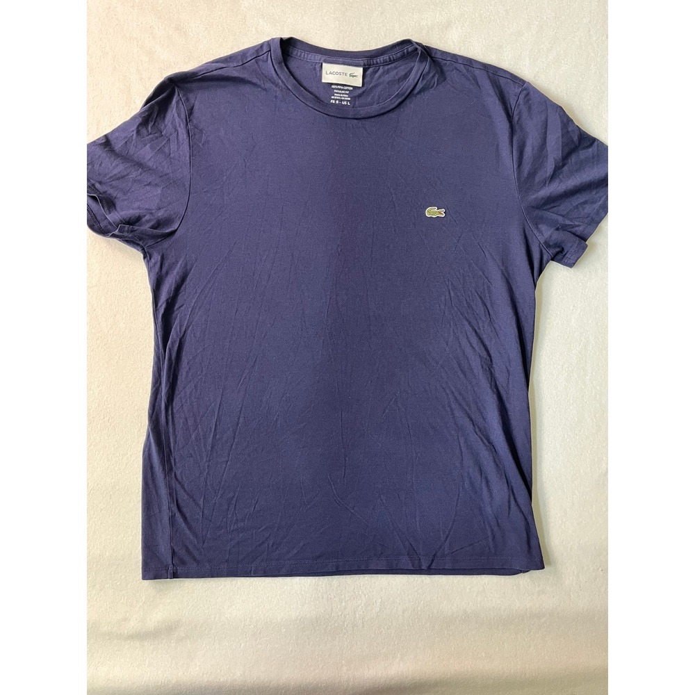 Lacoste Mens Pima Cotton Regular Fit T-Shirt Navy Large Minimalist Old Money